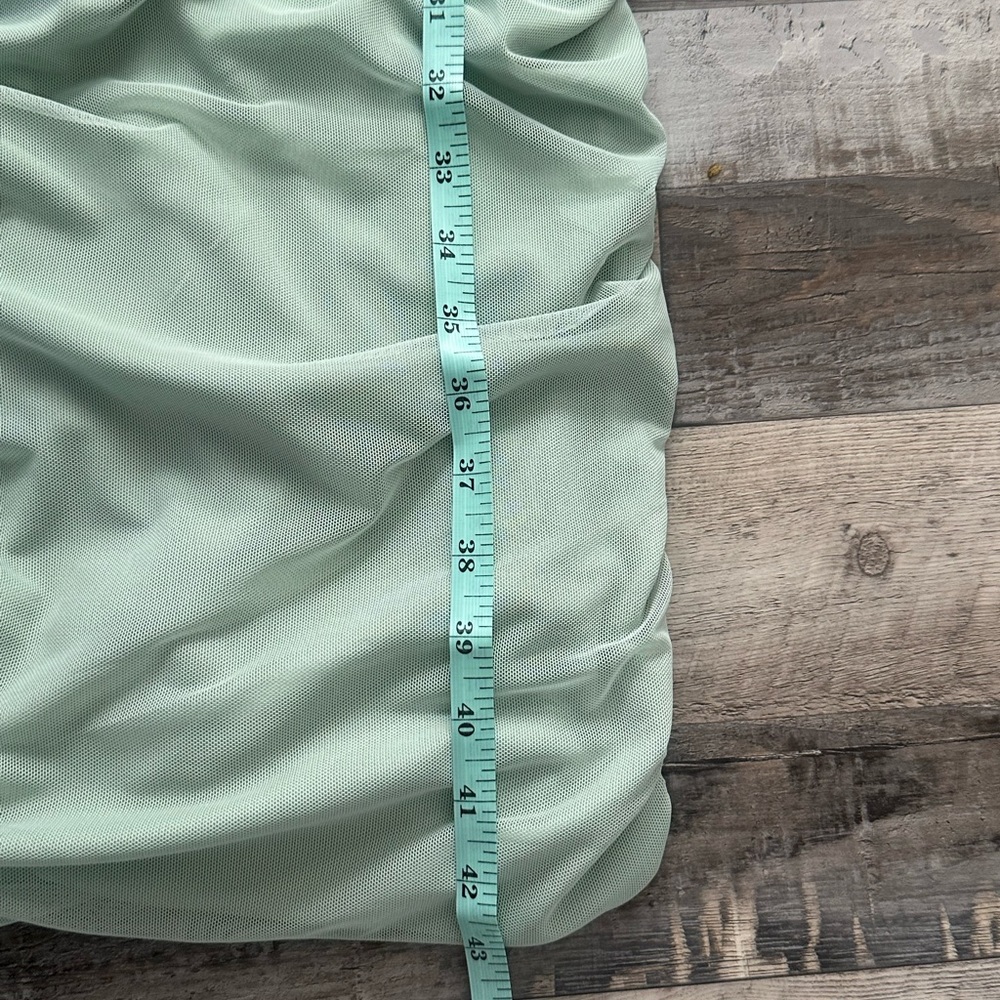 Vintage Mint Green One Shoulder Ruched Bodycon Midi-Dress Size S - Picture 2 of 6